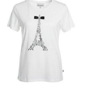 Karl Lagerfeld Women's Top with Bow Small Paris graphic Eiffel Tower